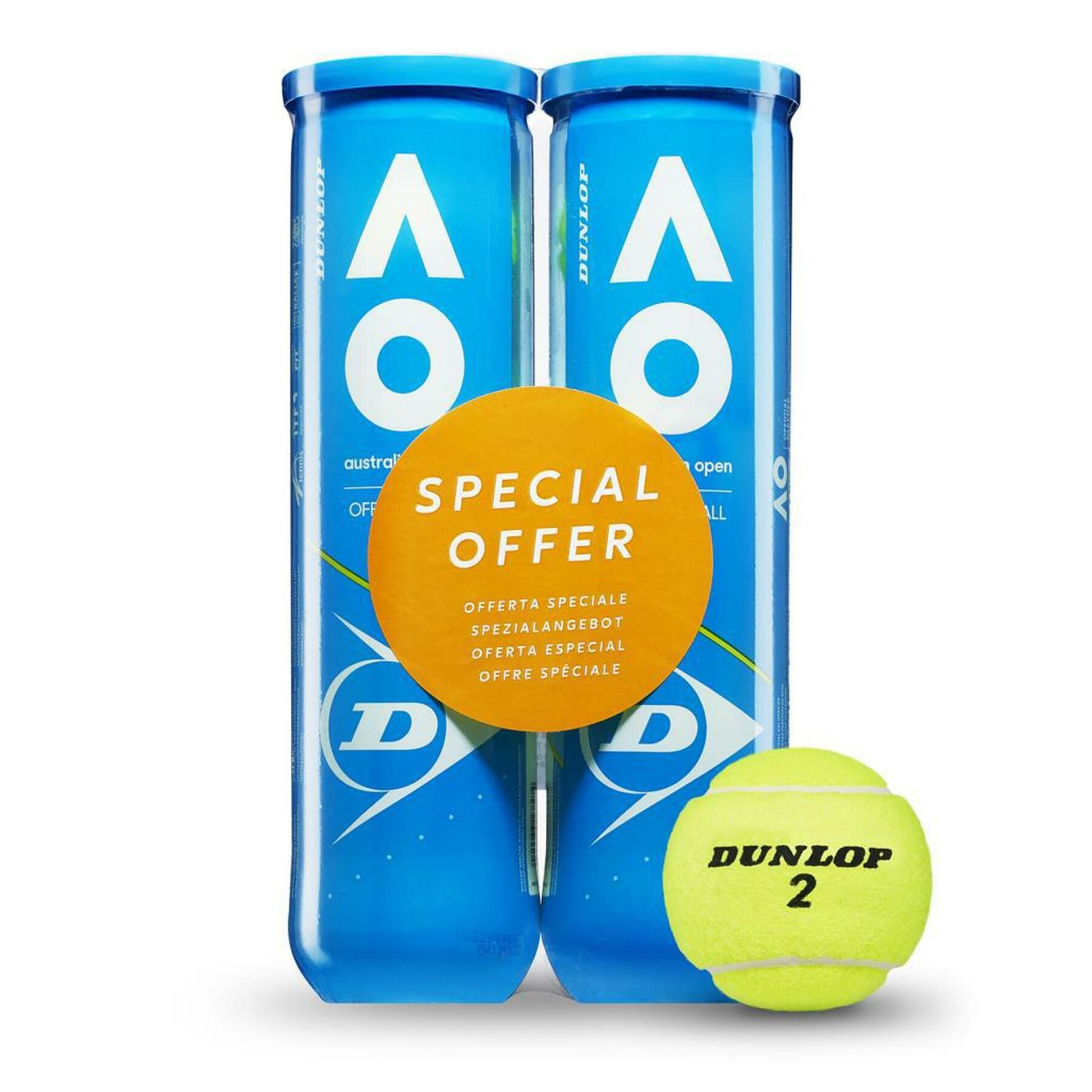Set van 2 tubes van 4 tennisballen Dunlop australian open