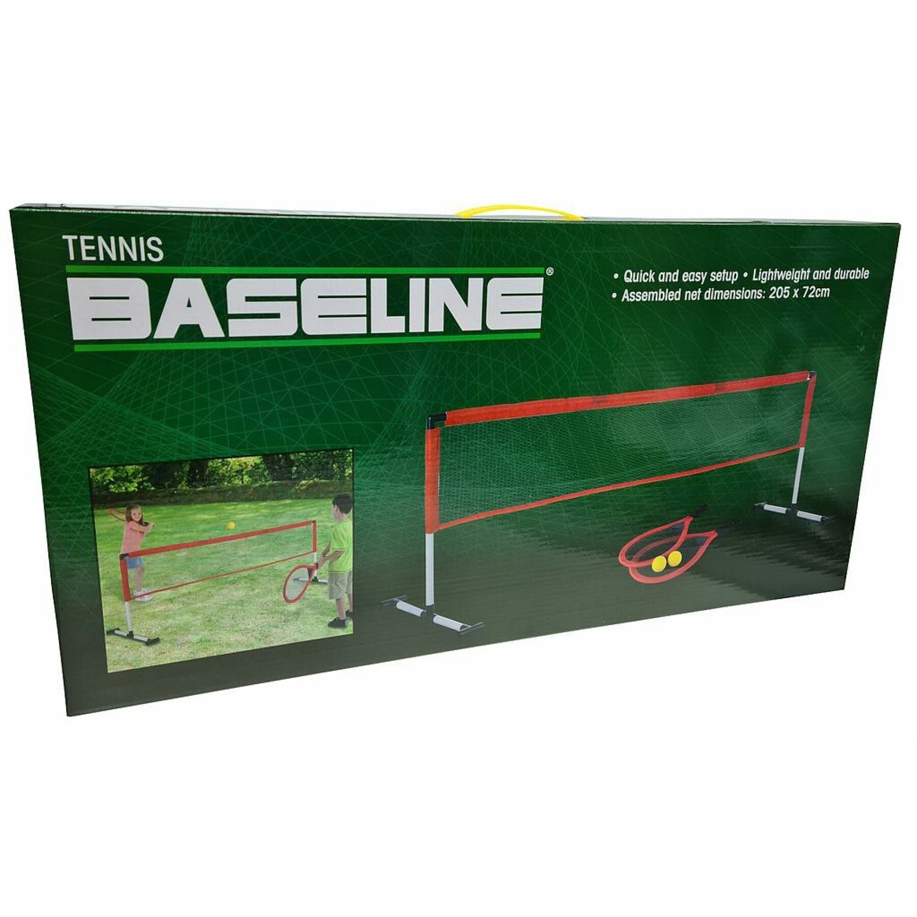 Tennisracket met net en palen voor 2 spelers Baseline