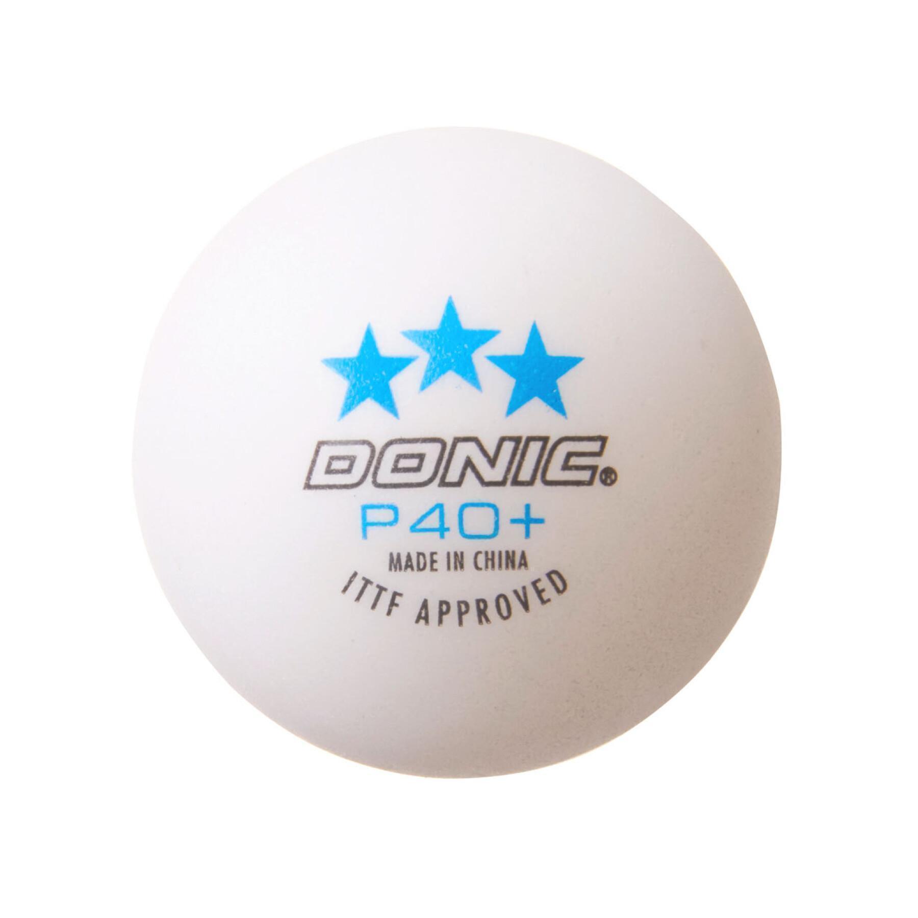Set van 3 tafeltennisballen Donic P40+*** (40 mm)