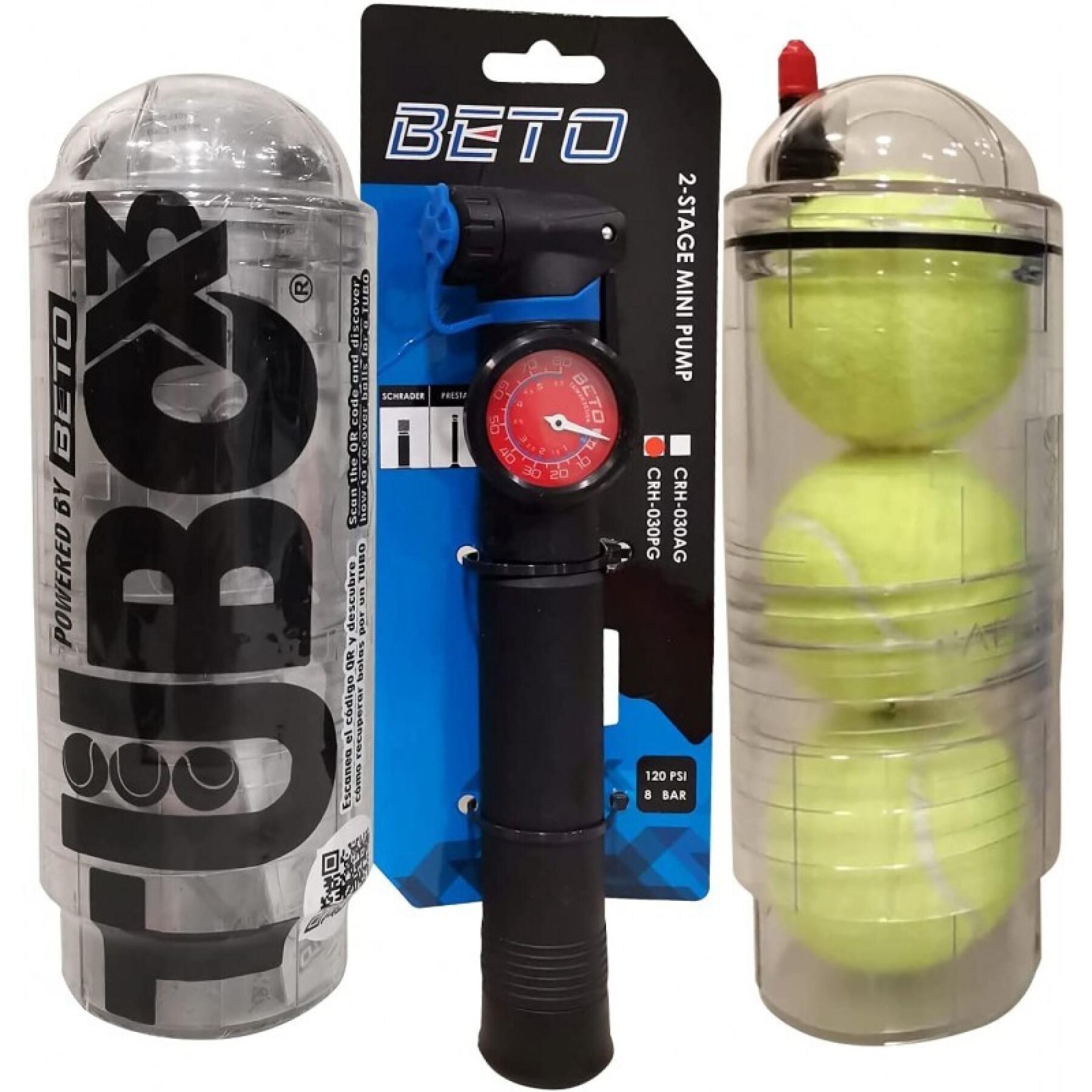 Conserveringsmiddel voor tennis- en padelballen + pomp met drukmeter TuboPlus Head - X4